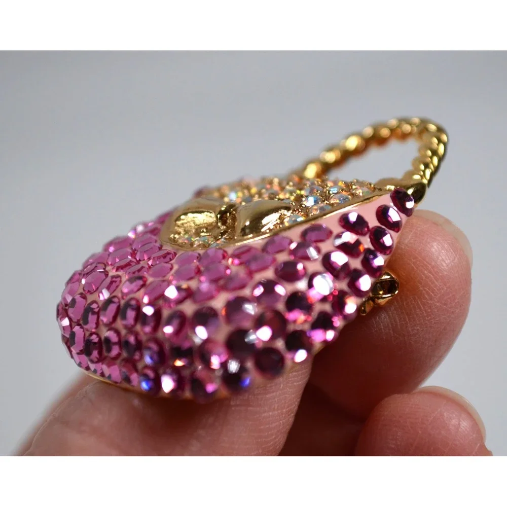 SUZANNE‎ BJONTEGARD Pink Rhinestone Handbag Purse Pin Brooch 1.75
